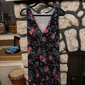 Loveappella Black Floral Midi Dress